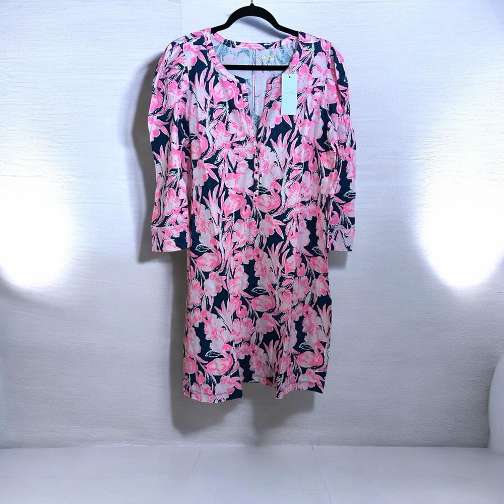 Lilly Pulitzer Marlie Dress in INKY NAVY FLAMINGLE Size XL